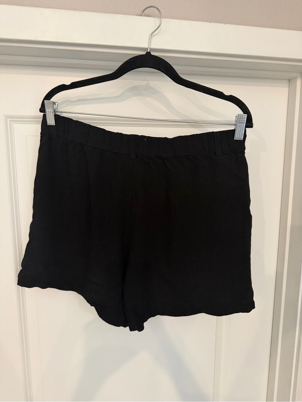Be Cool Linen Shorts Size Large Black Side Pockets Flowy Comfortable Lightweight - Picture 7 of 10